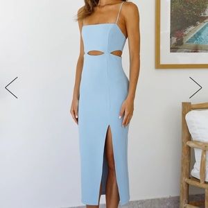 HELLO MOLLY SWERVE THROUGH MIDI DRESS BLUE XS NWT IN PACKAGING